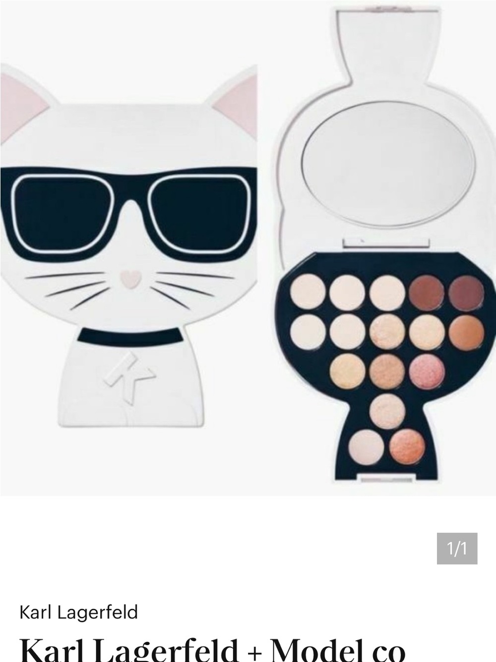 Karl Lagerfeld Cat-Shaped Eyeshadow Palette in White with Neutral & Rose Tones
